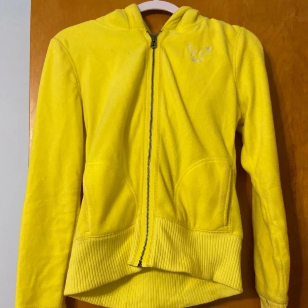 American Eagle Hoodie Sweatshirt Jacket Yellow